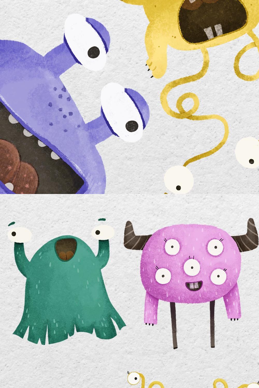 CARTOON MONSTER CHARACTERS pinterest preview image.