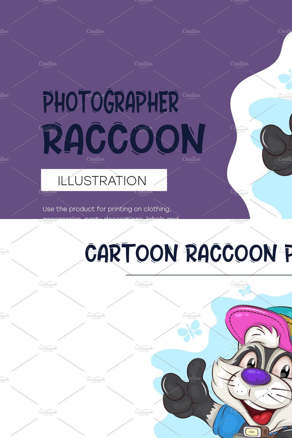 Cartoon Raccoon Photographer. pinterest preview image.
