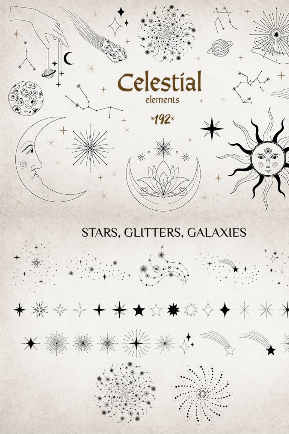 Celestial elements pinterest preview image.
