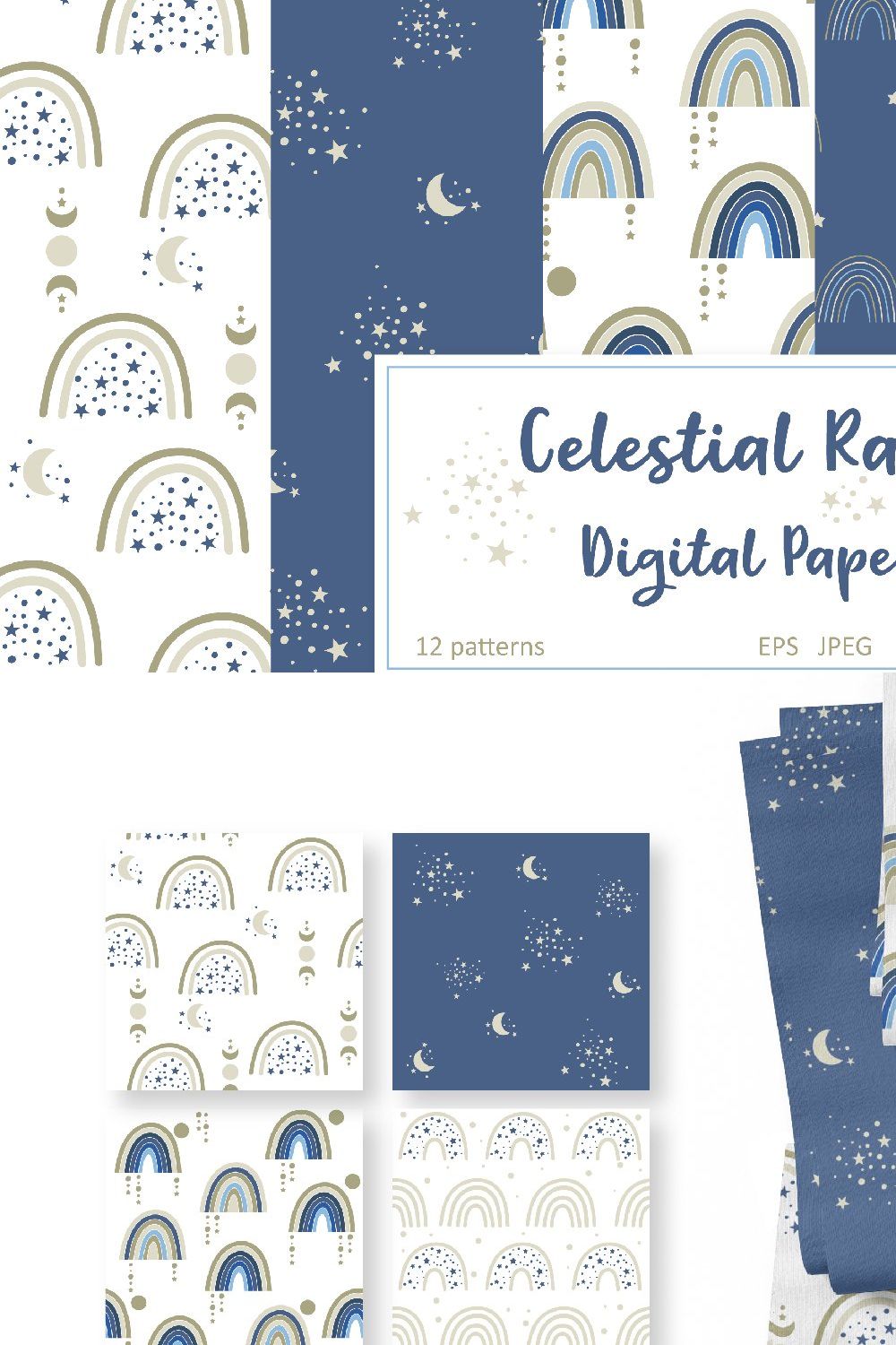 Celestial Rainbow Pattern Collection pinterest preview image.