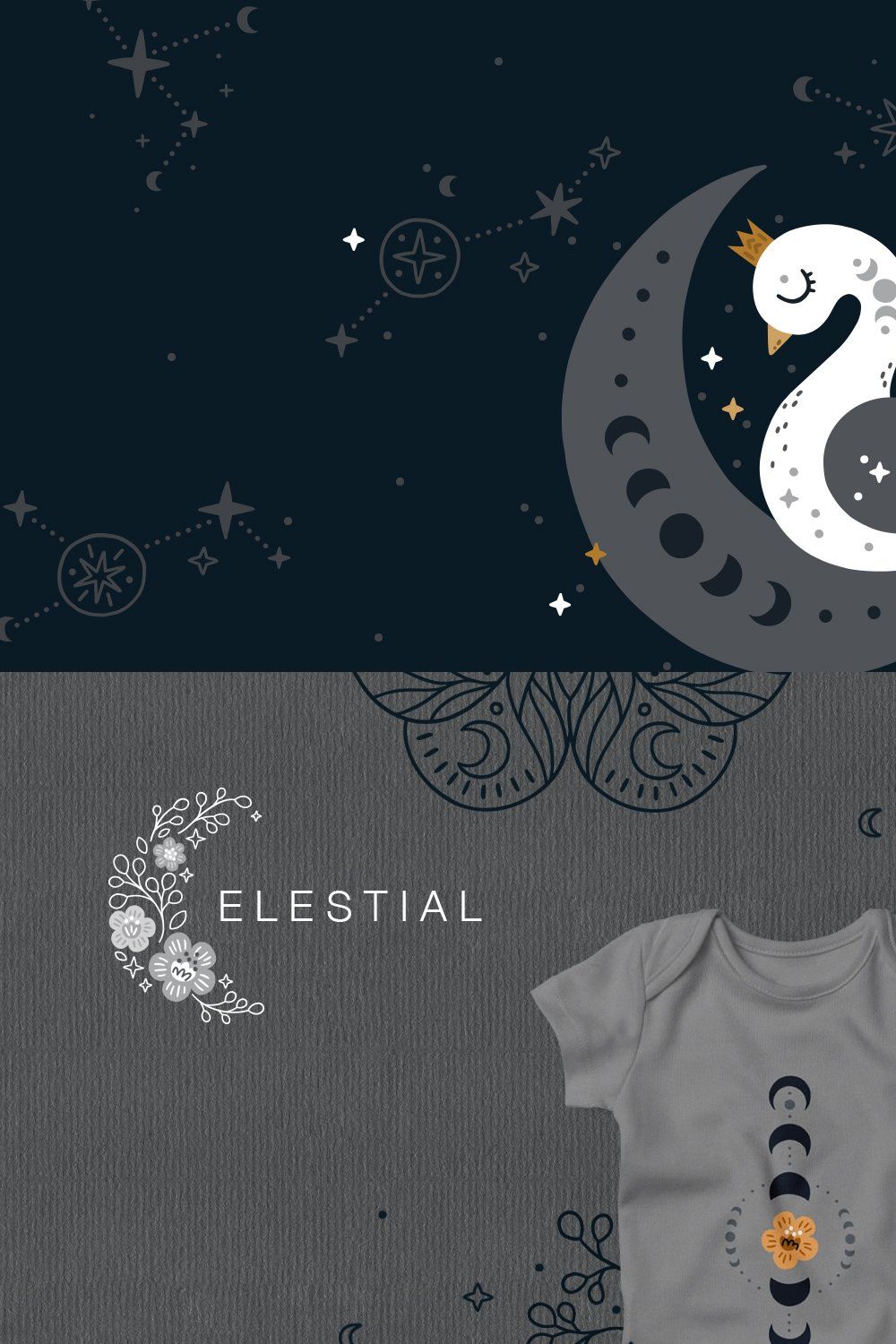 Celestial – stars and moon pinterest preview image.