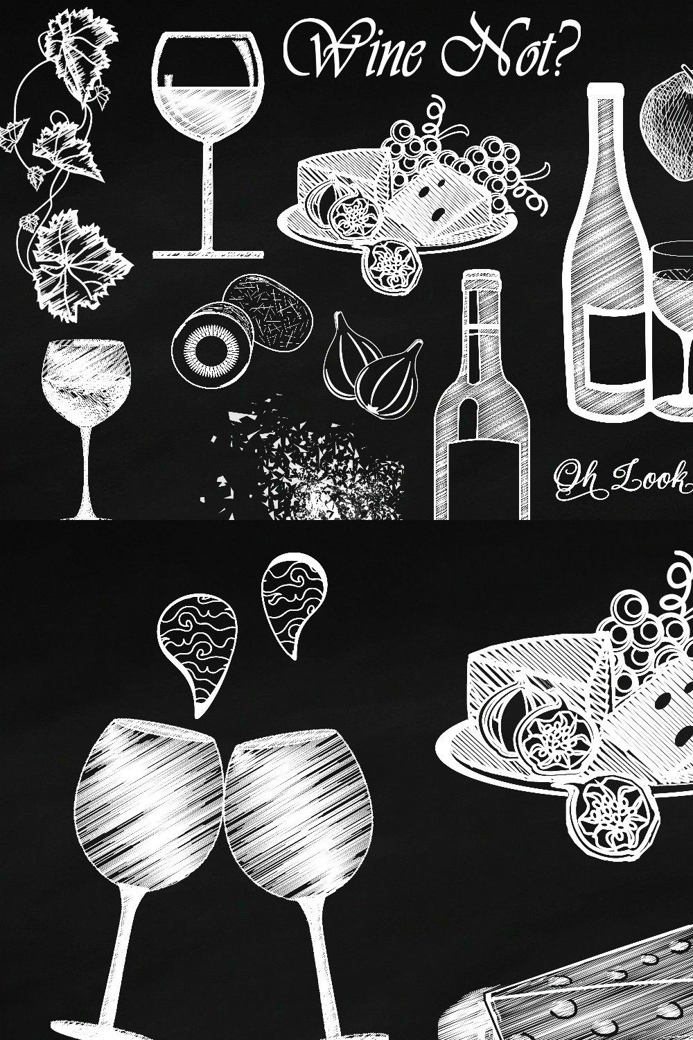 Chalk Wine & Cheese Clip Art pinterest preview image.