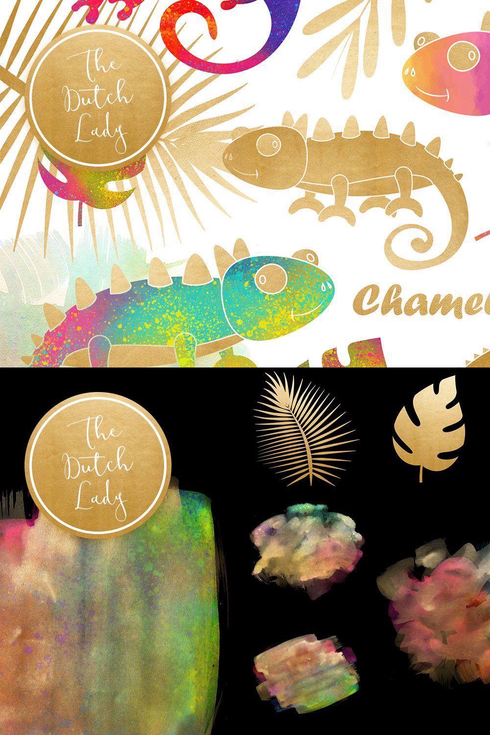 Chameleon Clipart Set pinterest preview image.