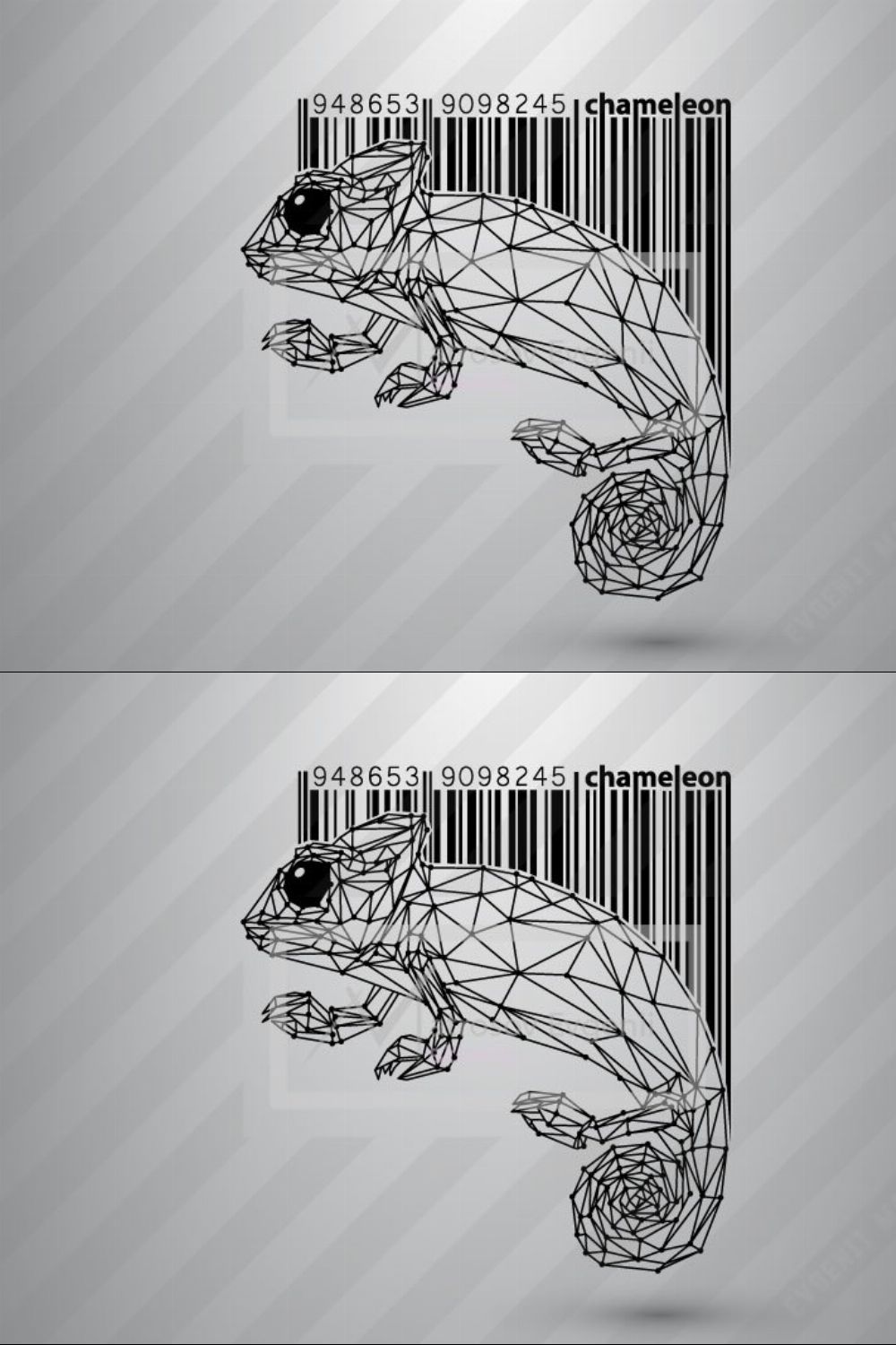 Chameleon from triangles and lines pinterest preview image.