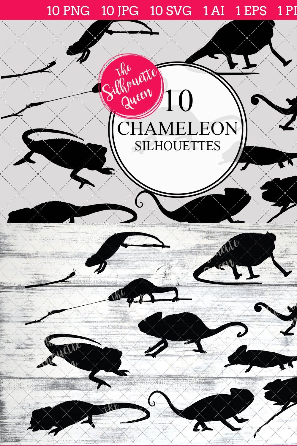 Chameleon Silhouette Clipart pinterest preview image.