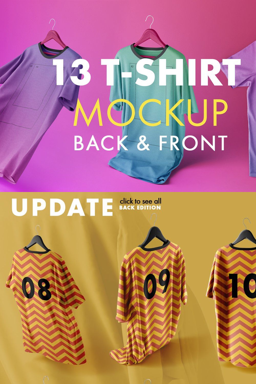 Changeable Creative T-shirt Mockups pinterest preview image.