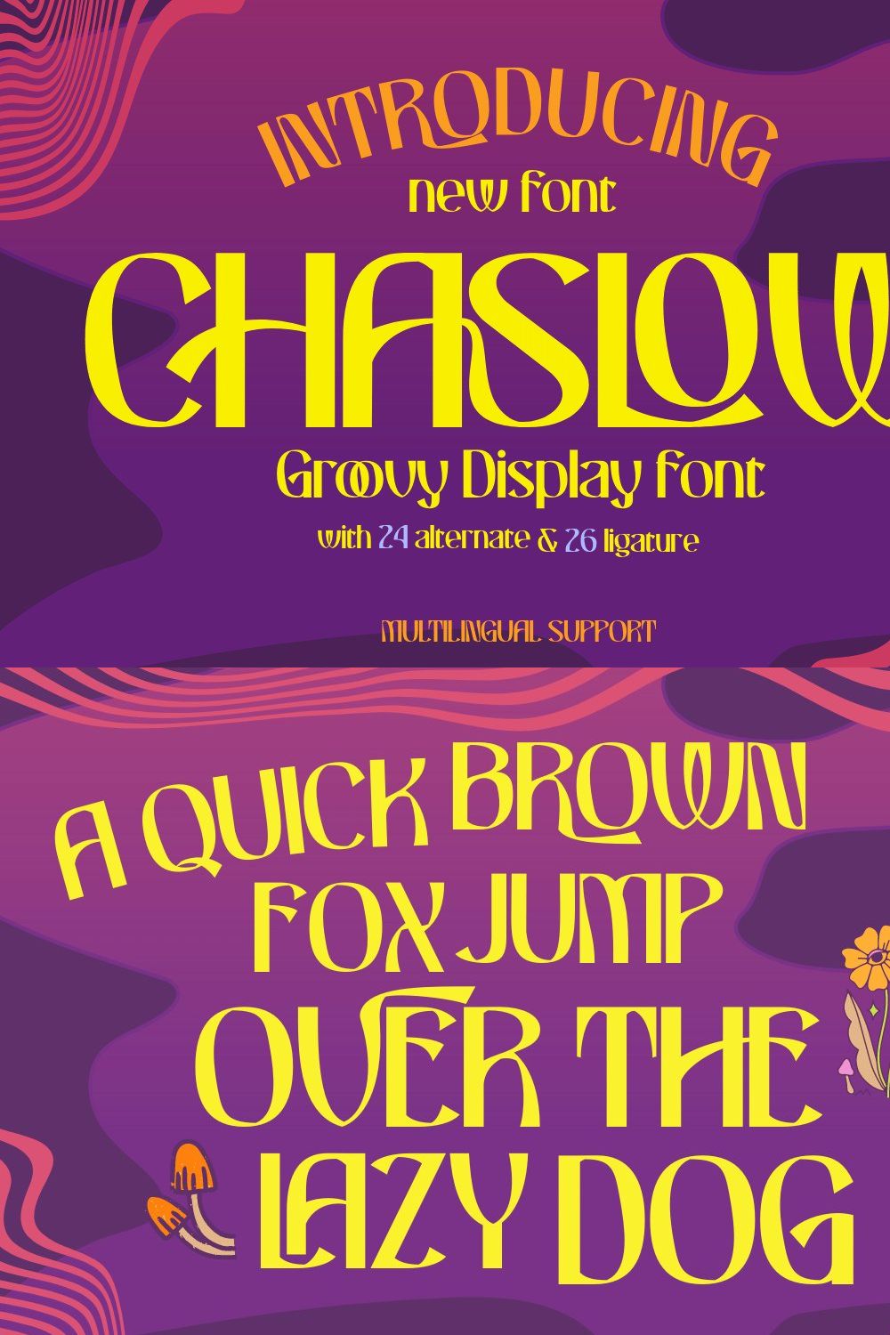 CHASLOW | Groovy Retro Font pinterest preview image.