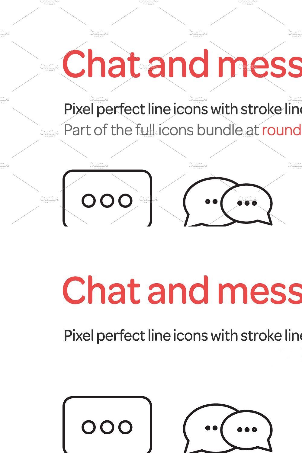 Chat and Messages Line Icons Set pinterest preview image.