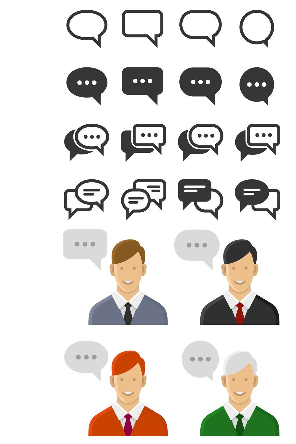 Chat and Speech Bubble icons Set pinterest preview image.