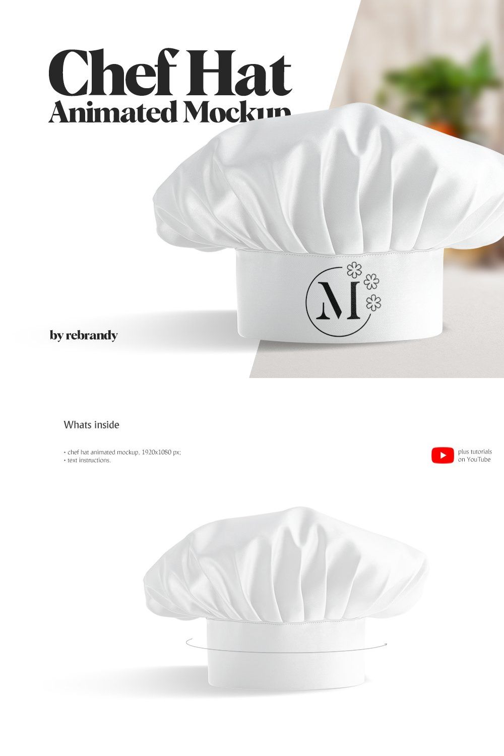 Chef Hat Animated Mockup pinterest preview image.