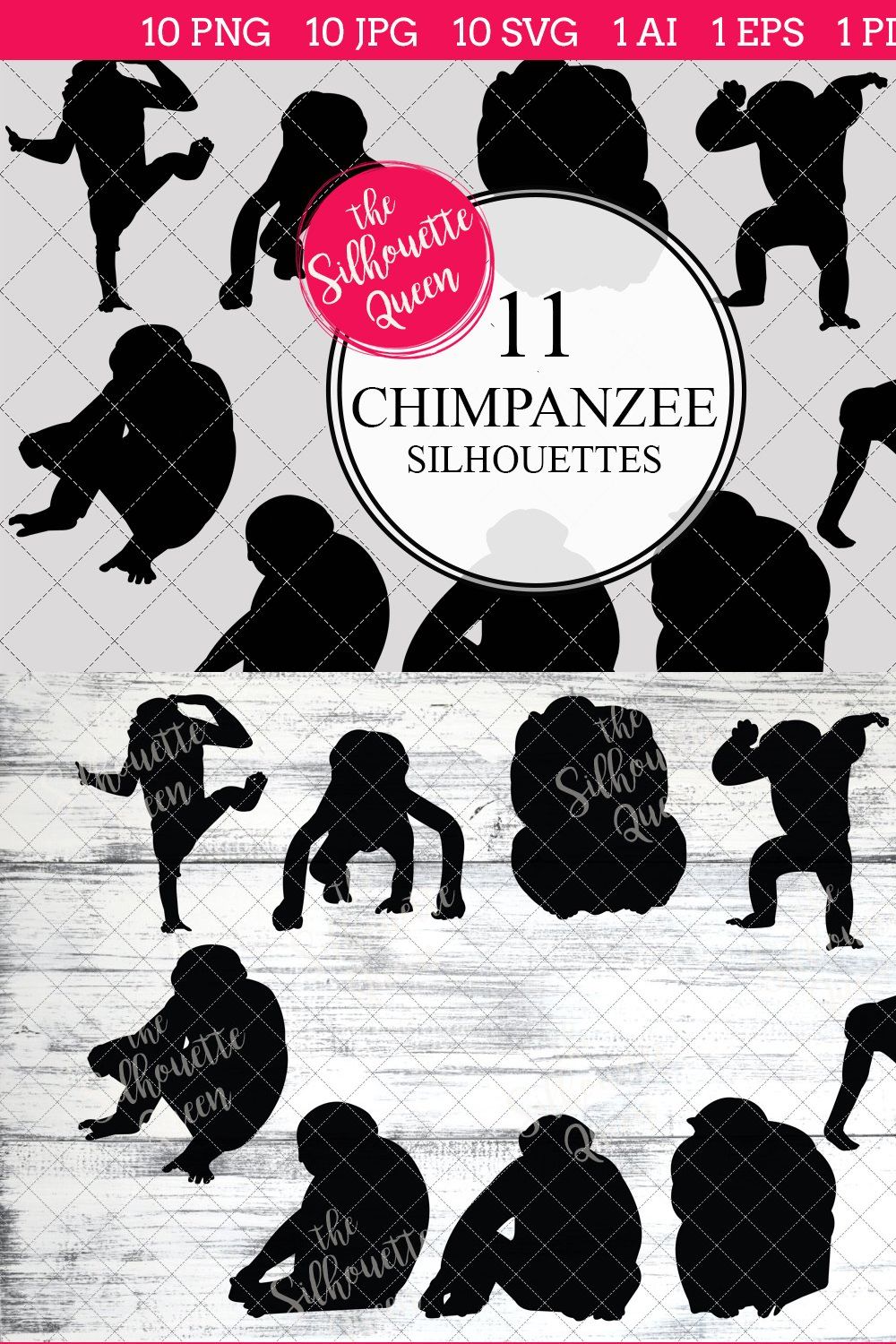Chimpanzee Silhouette Clipart Clip pinterest preview image.