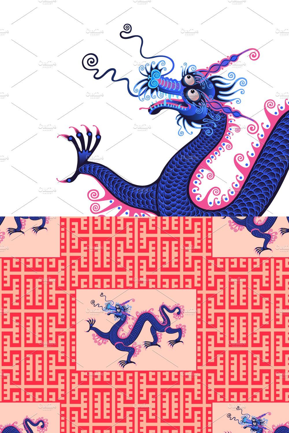 Chinese dragon. Art and pattern pinterest preview image.