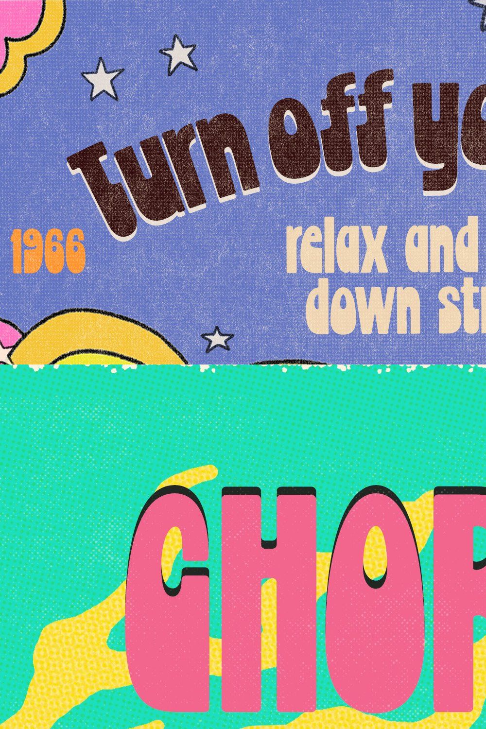 Chorine Family | Two retro fonts pinterest preview image.