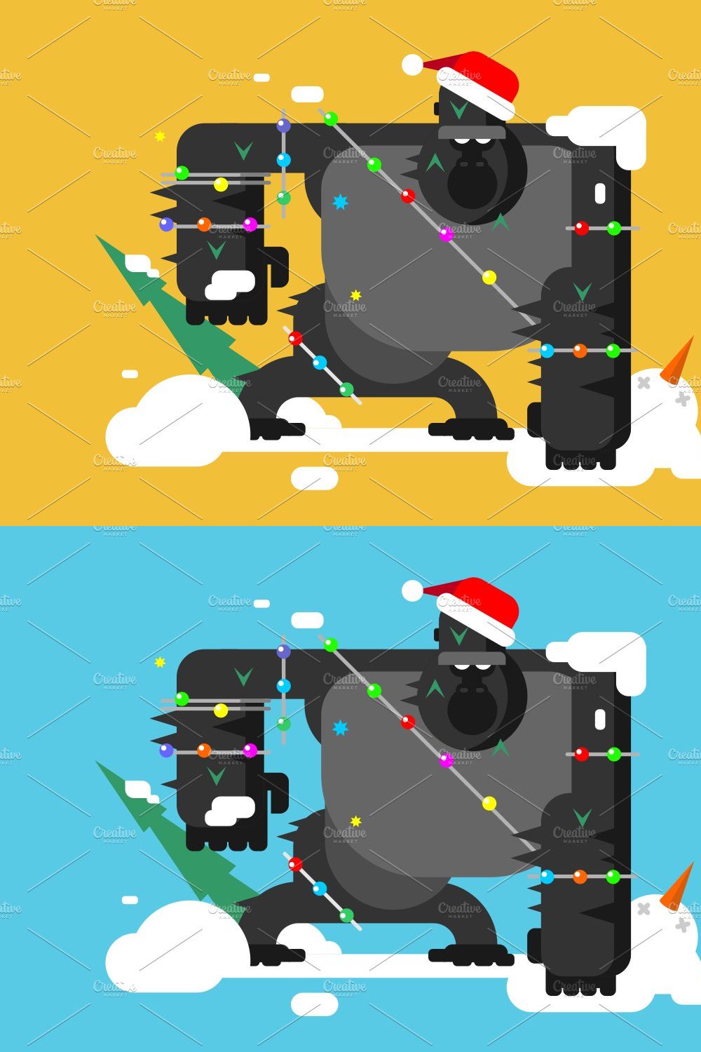 Christmas gorilla character pinterest preview image.
