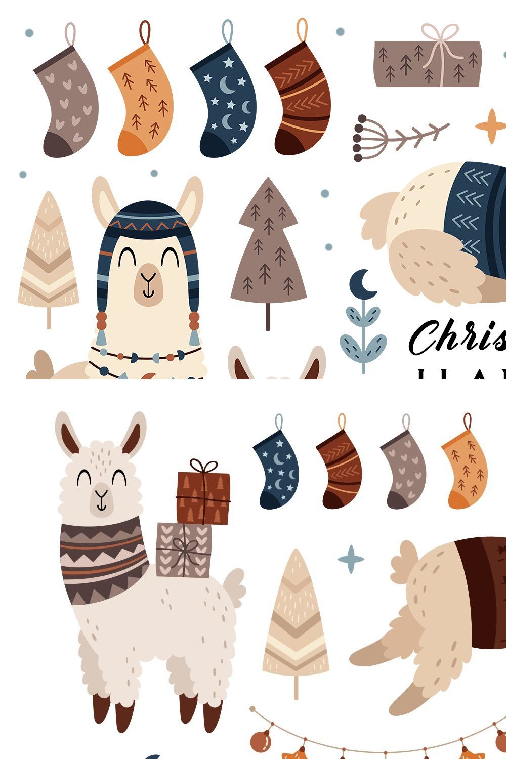 Christmas llama clipart pinterest preview image.