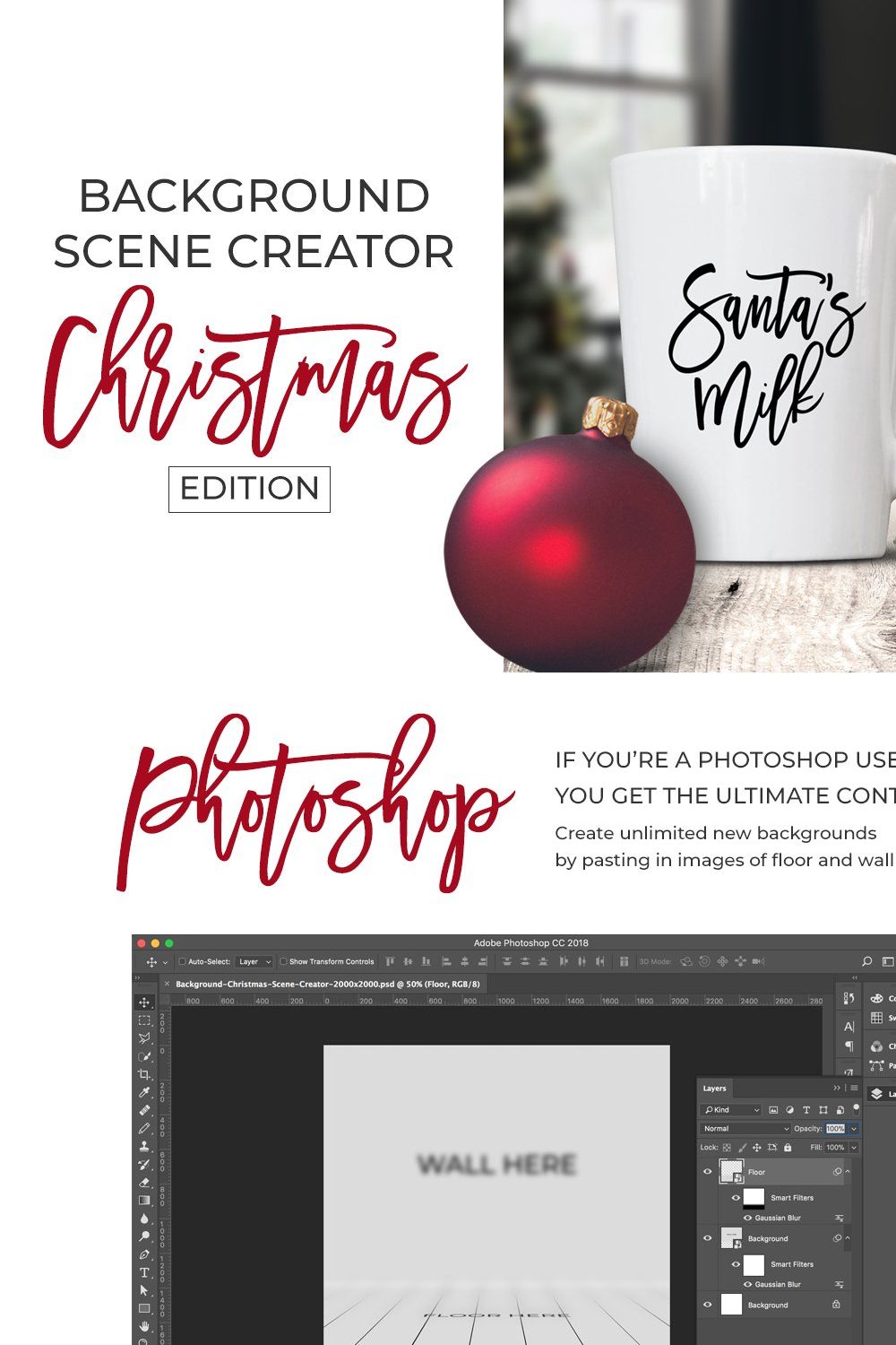 Christmas Scene Creator Backgrounds pinterest preview image.