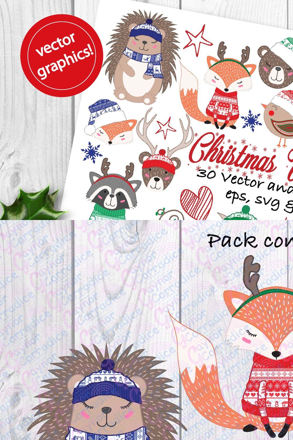 Christmas Woodland vector clipart pinterest preview image.