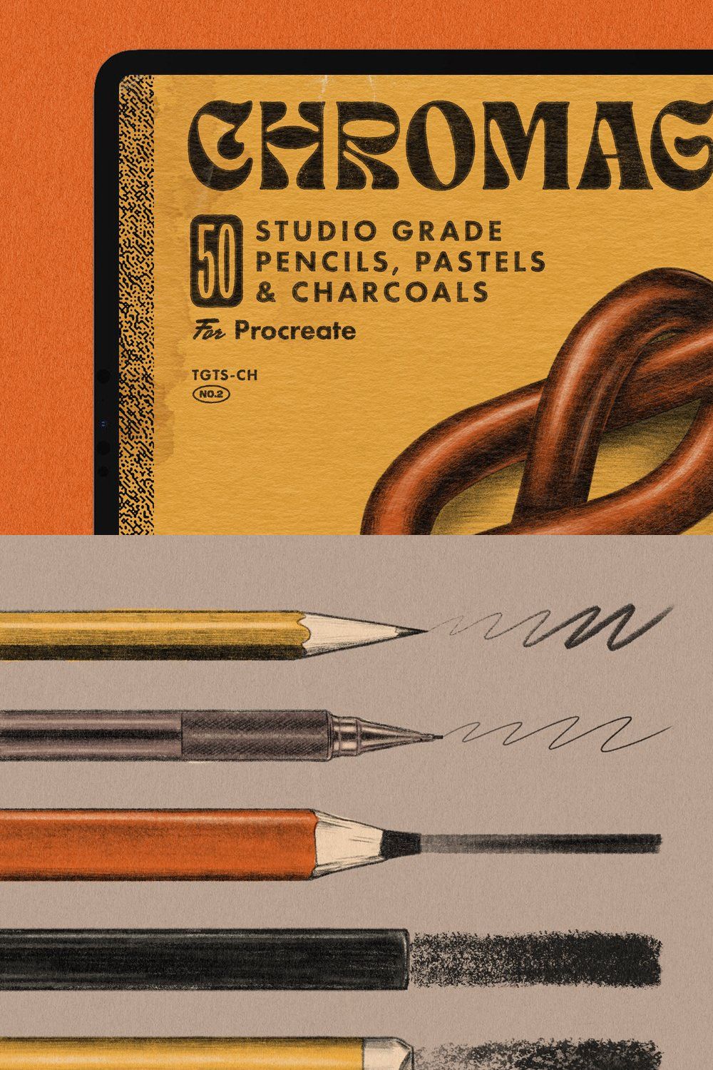 Chromagraph Pencils for Procreate pinterest preview image.