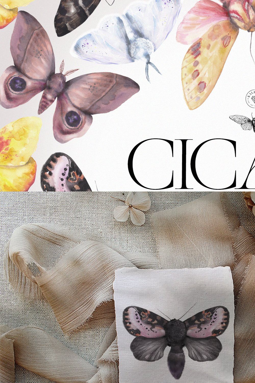 Cicada - Insects & Flowers Ink Set pinterest preview image.