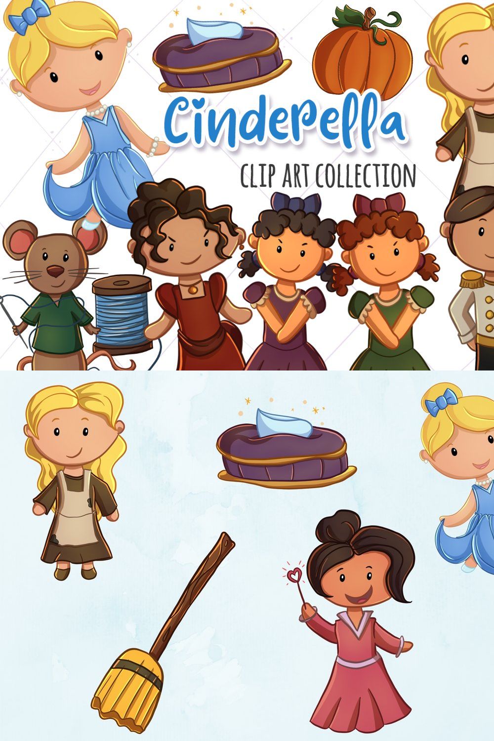 Cinderella Clip Art Collection pinterest preview image.