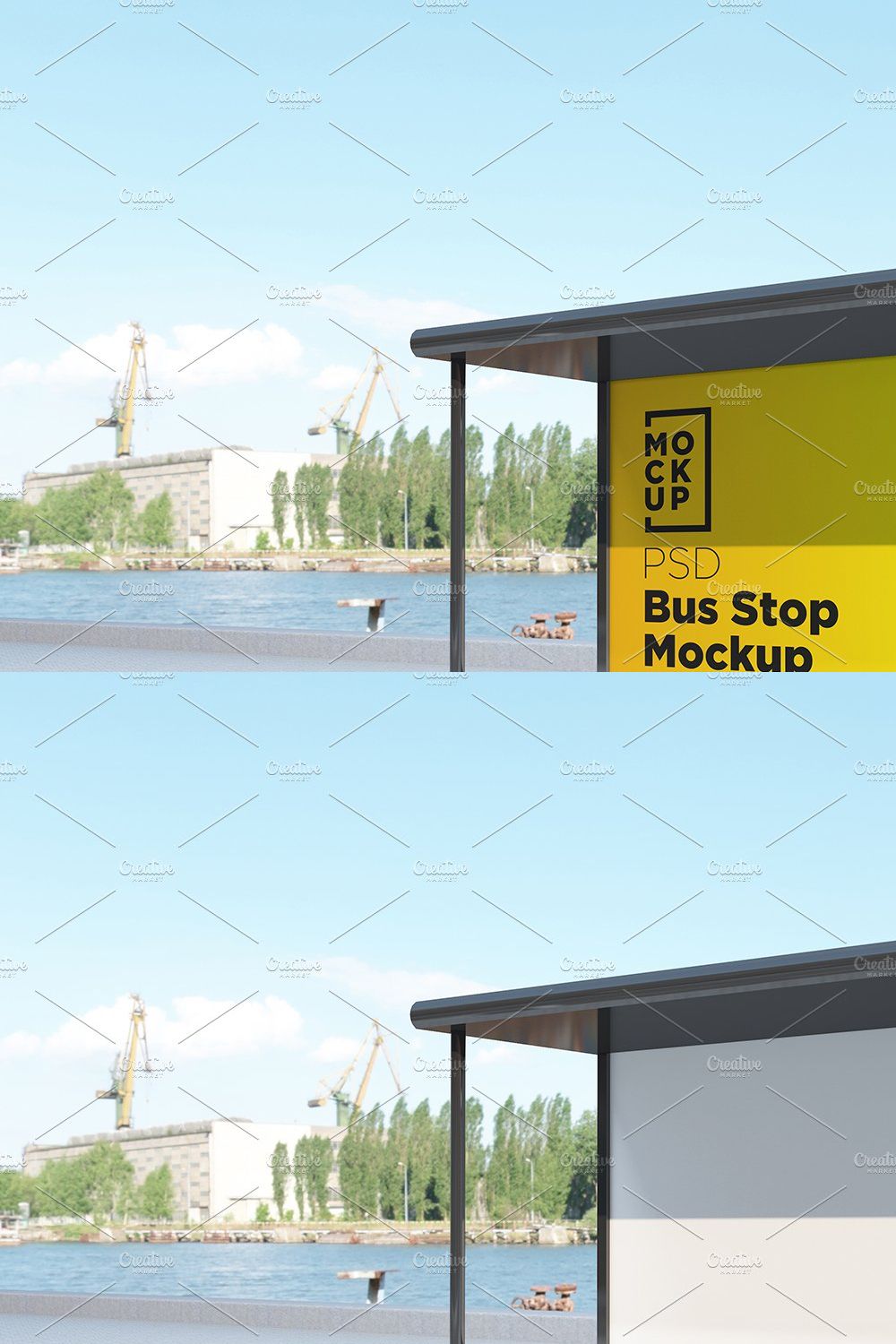 City Bus Stop 2 Signage Mockup pinterest preview image.