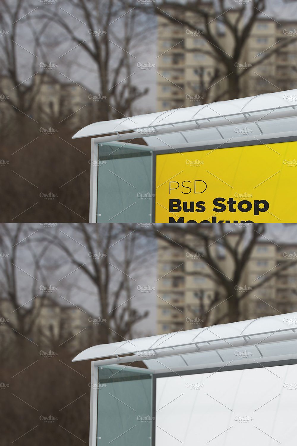 City Bus Stop Sign Mockup pinterest preview image.