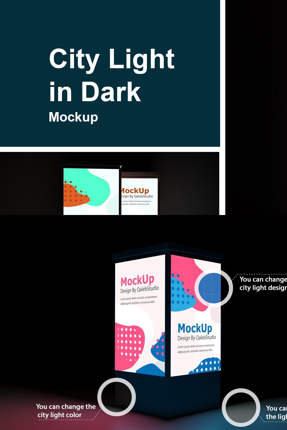 City light in Dark Mockup pinterest preview image.