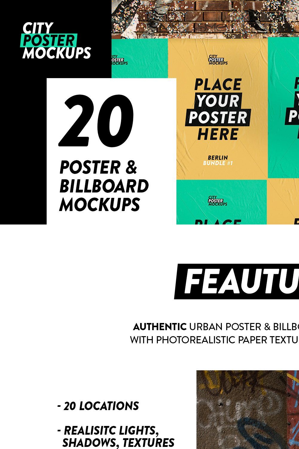 City Poster Mockup Bundle #1 pinterest preview image.