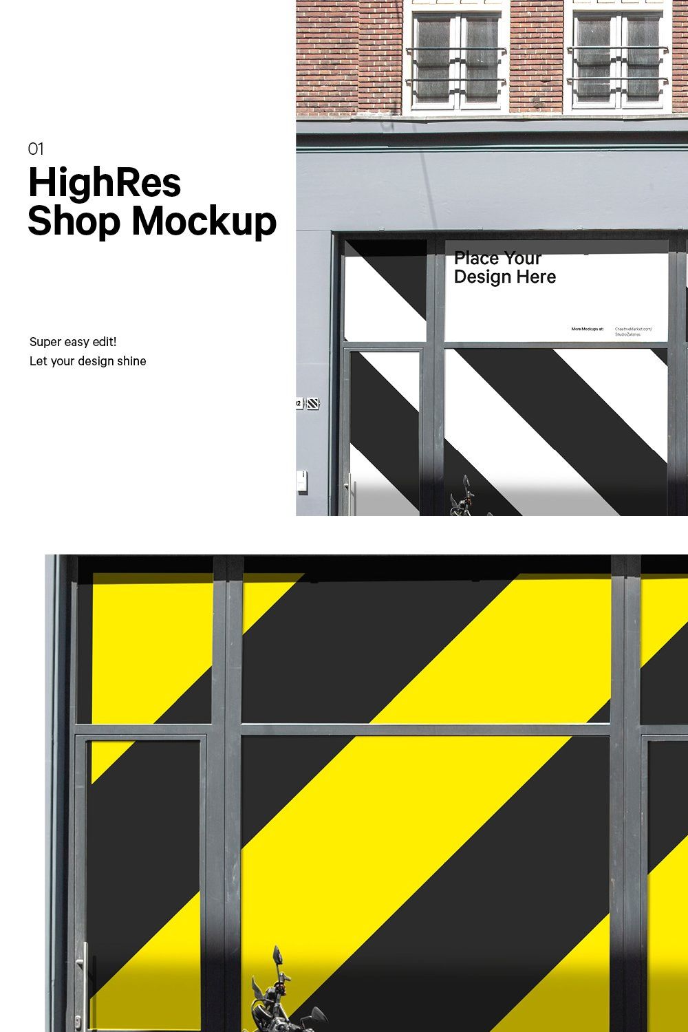 City Retail Shop Facade Mockup pinterest preview image.