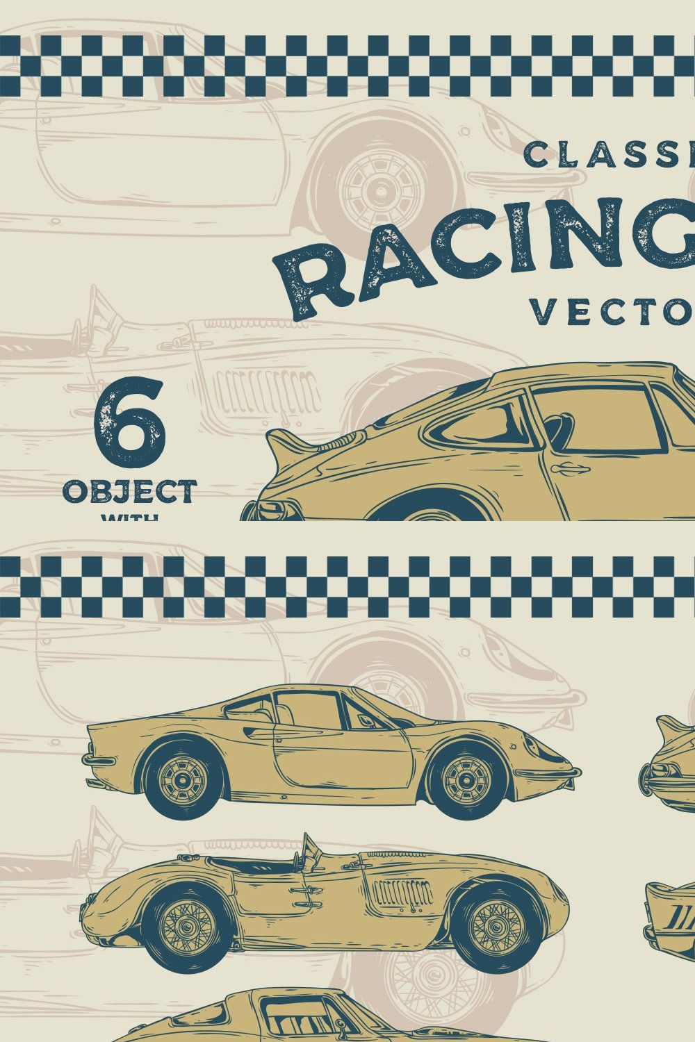 Classic Car Vector Kit pinterest preview image.