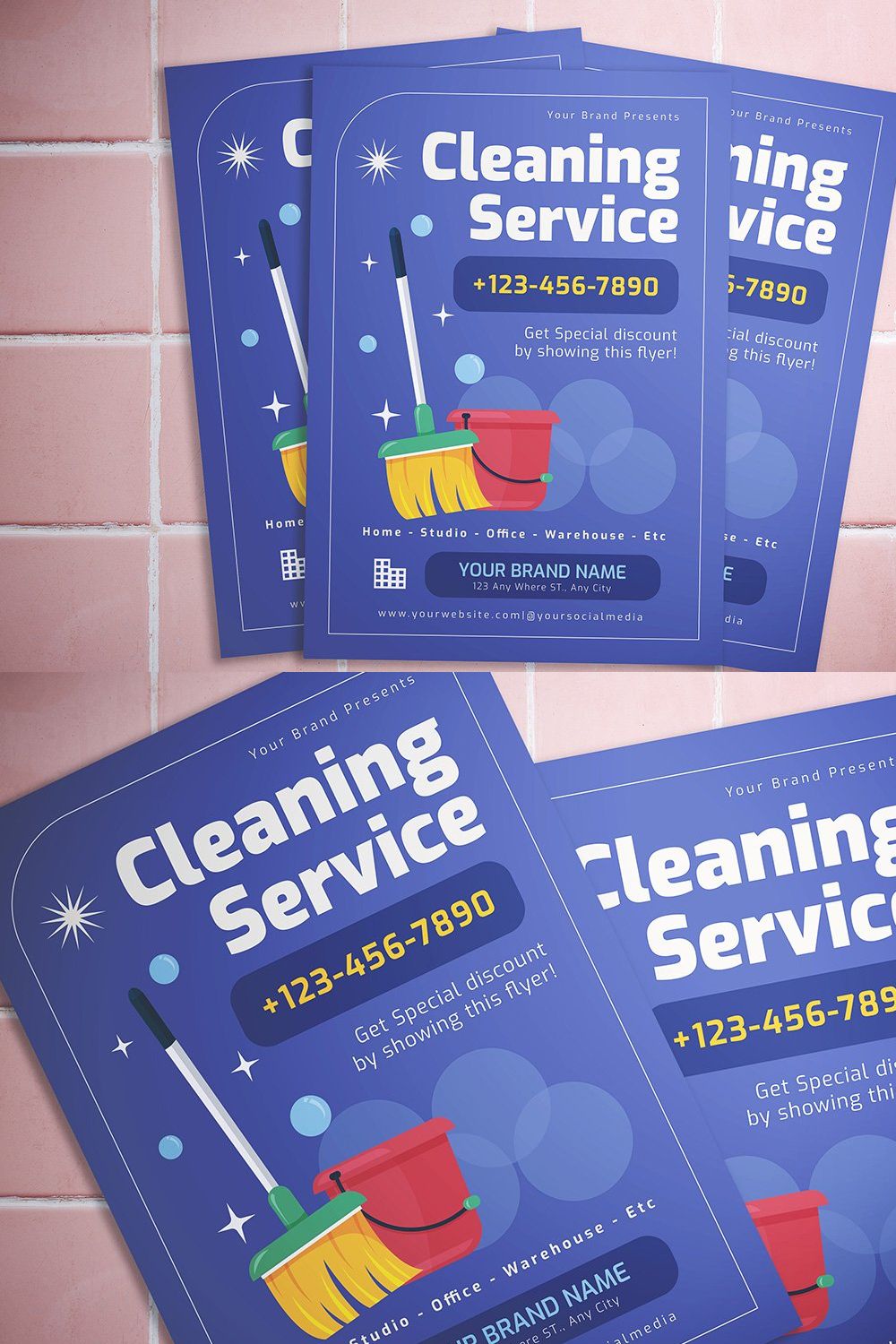 Cleaning Service Flyer pinterest preview image.