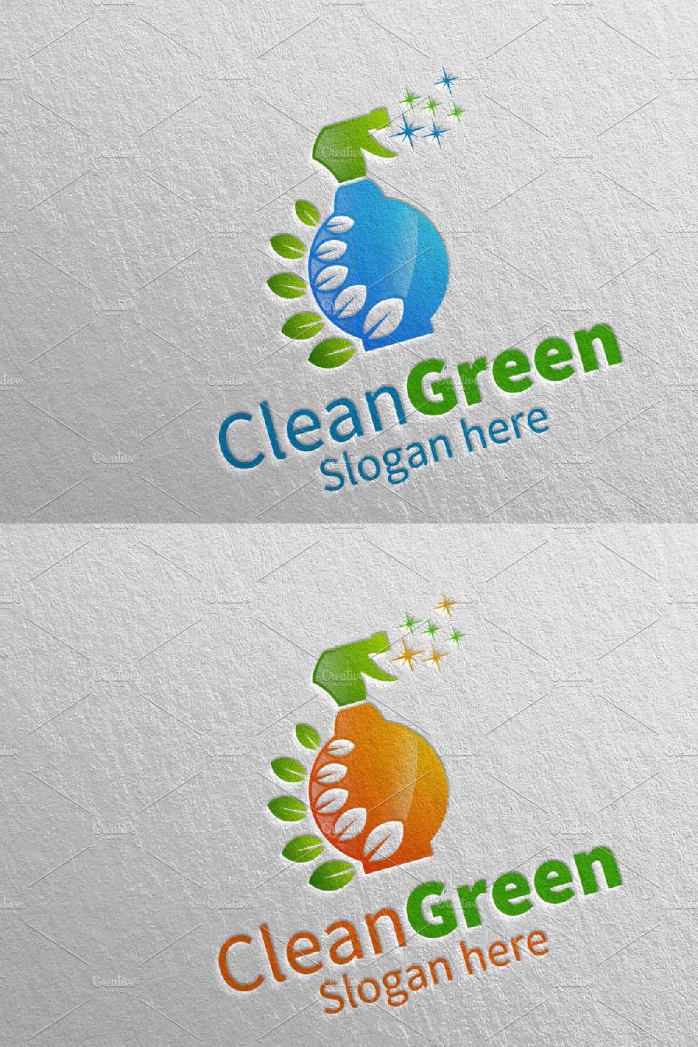 Cleaning Service Logo Eco Friendly pinterest preview image.
