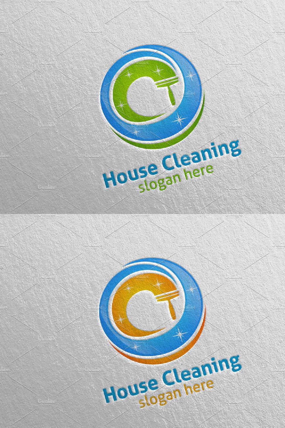 Cleaning Service Vector Logo Design pinterest preview image.