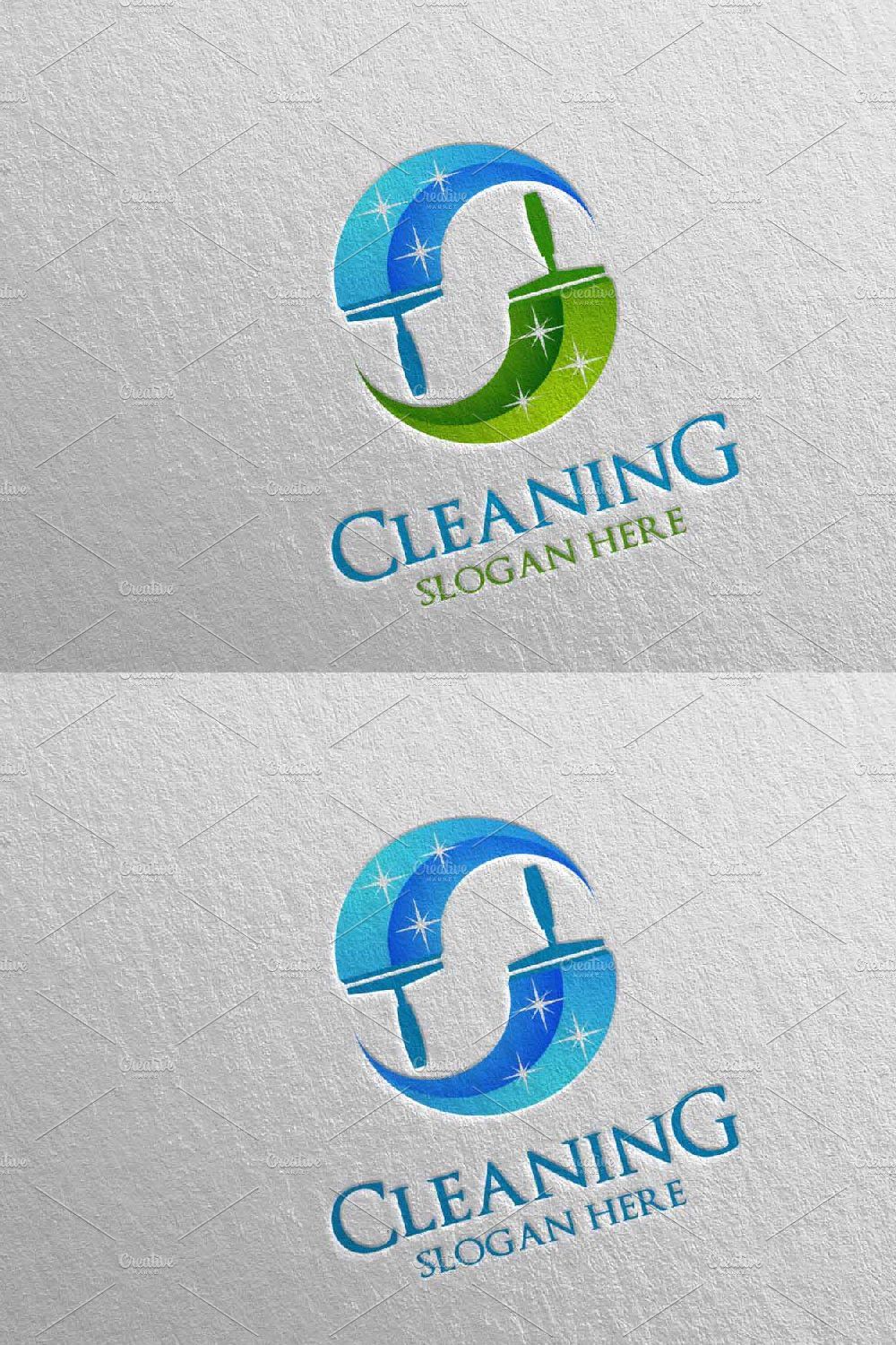 Cleaning Service Vector Logo Design pinterest preview image.