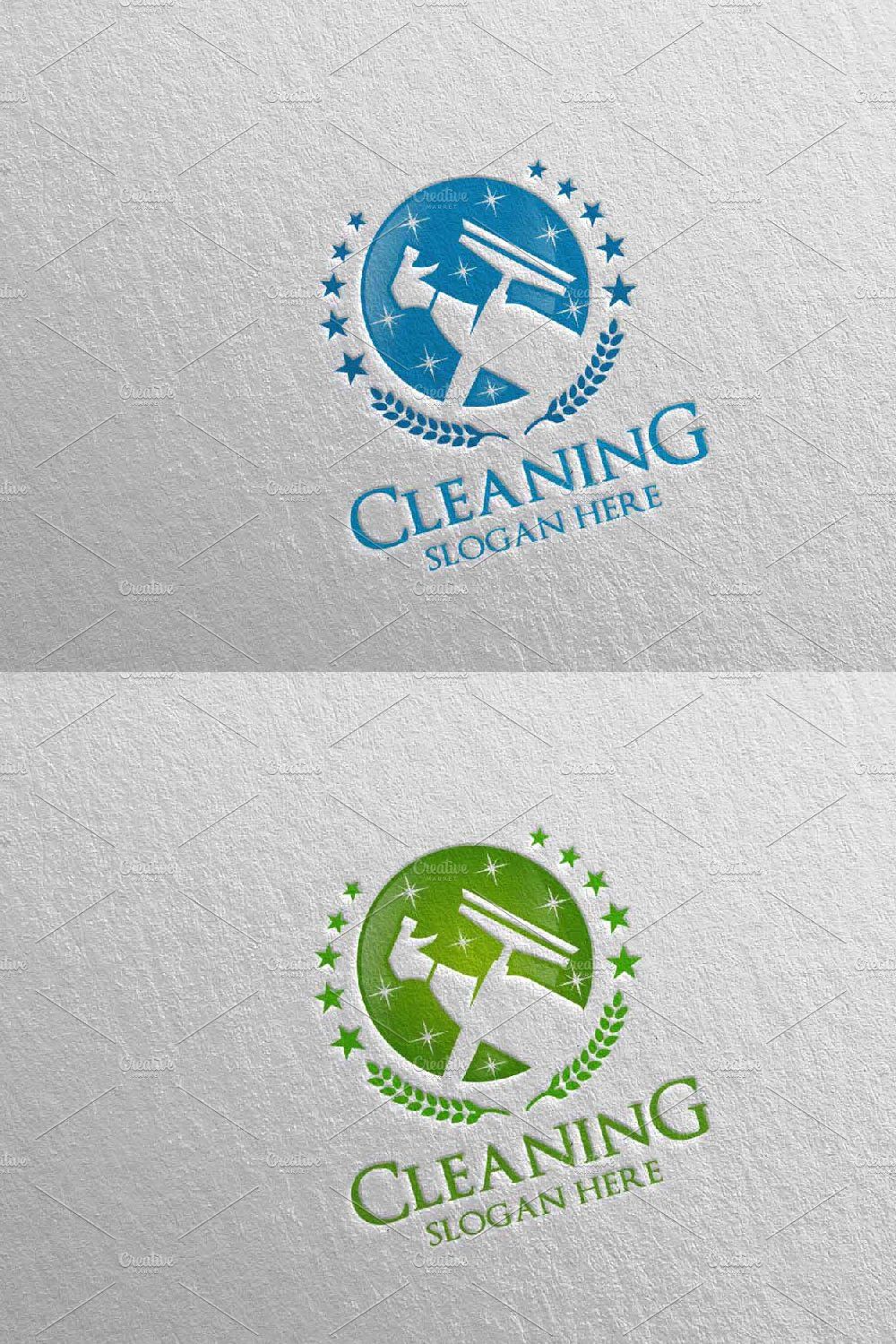 Cleaning Service Vector Logo Design pinterest preview image.