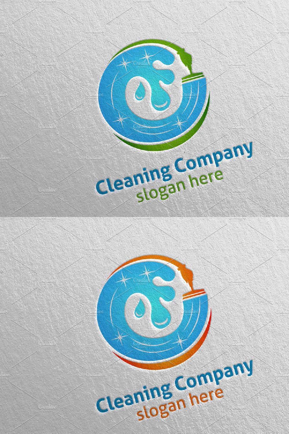 Cleaning Service Vector Logo Design pinterest preview image.