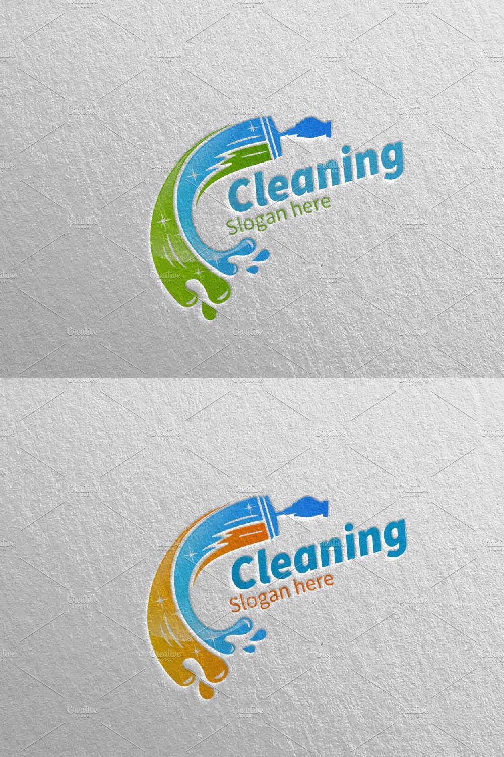 Cleaning Service Vector Logo Design pinterest preview image.