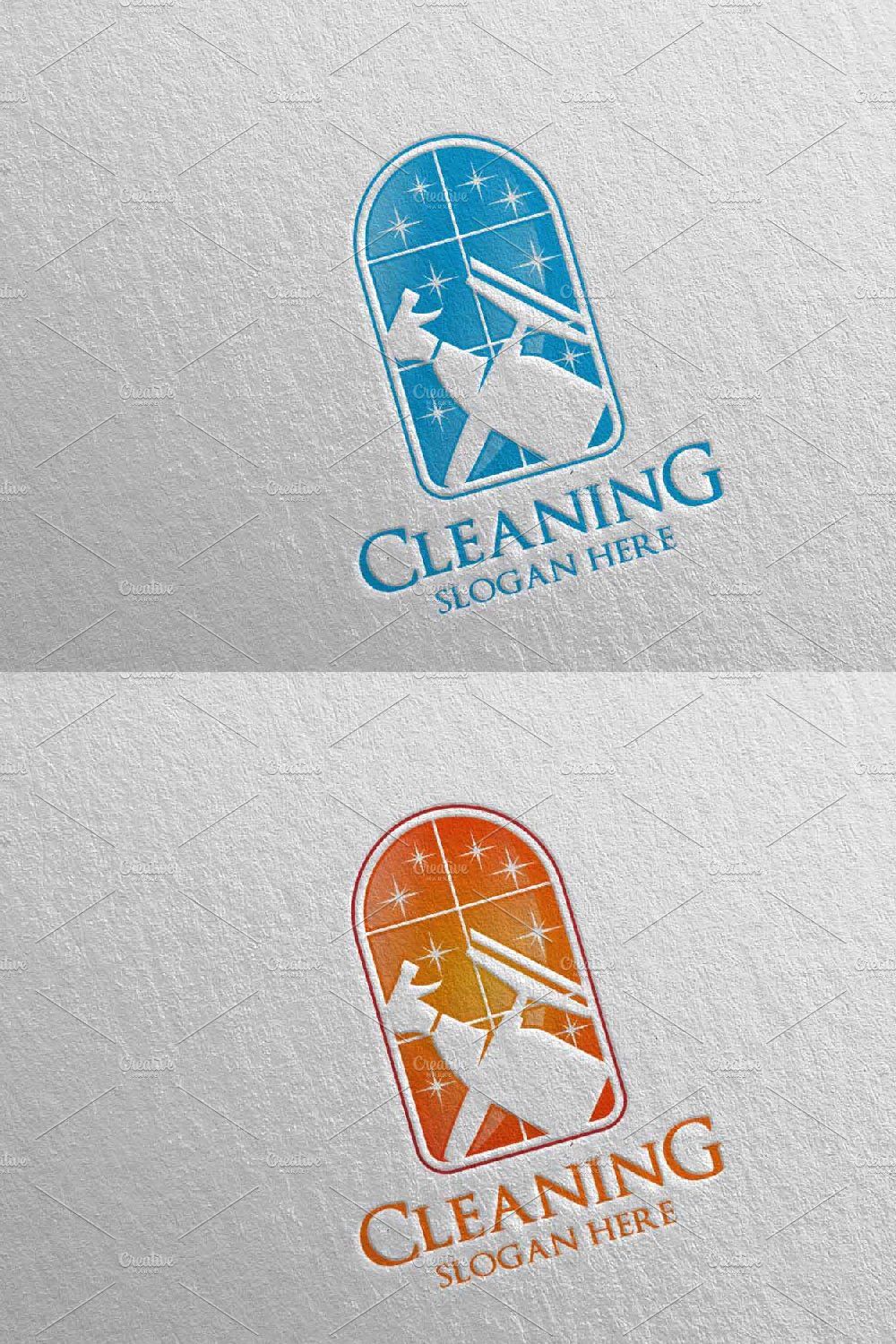 Cleaning Service Vector Logo Design pinterest preview image.