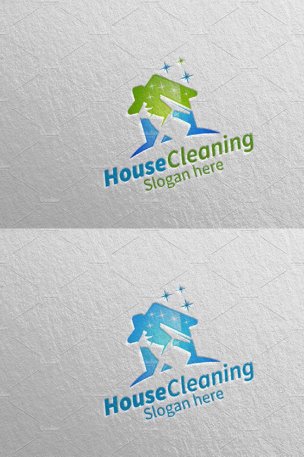 Cleaning Service vector Logo design pinterest preview image.