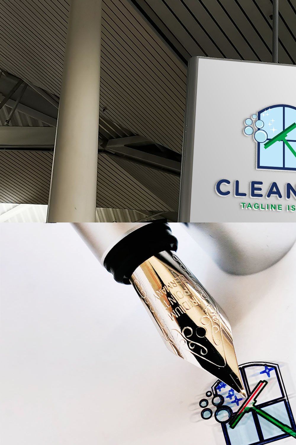 Cleaning services logo pinterest preview image.