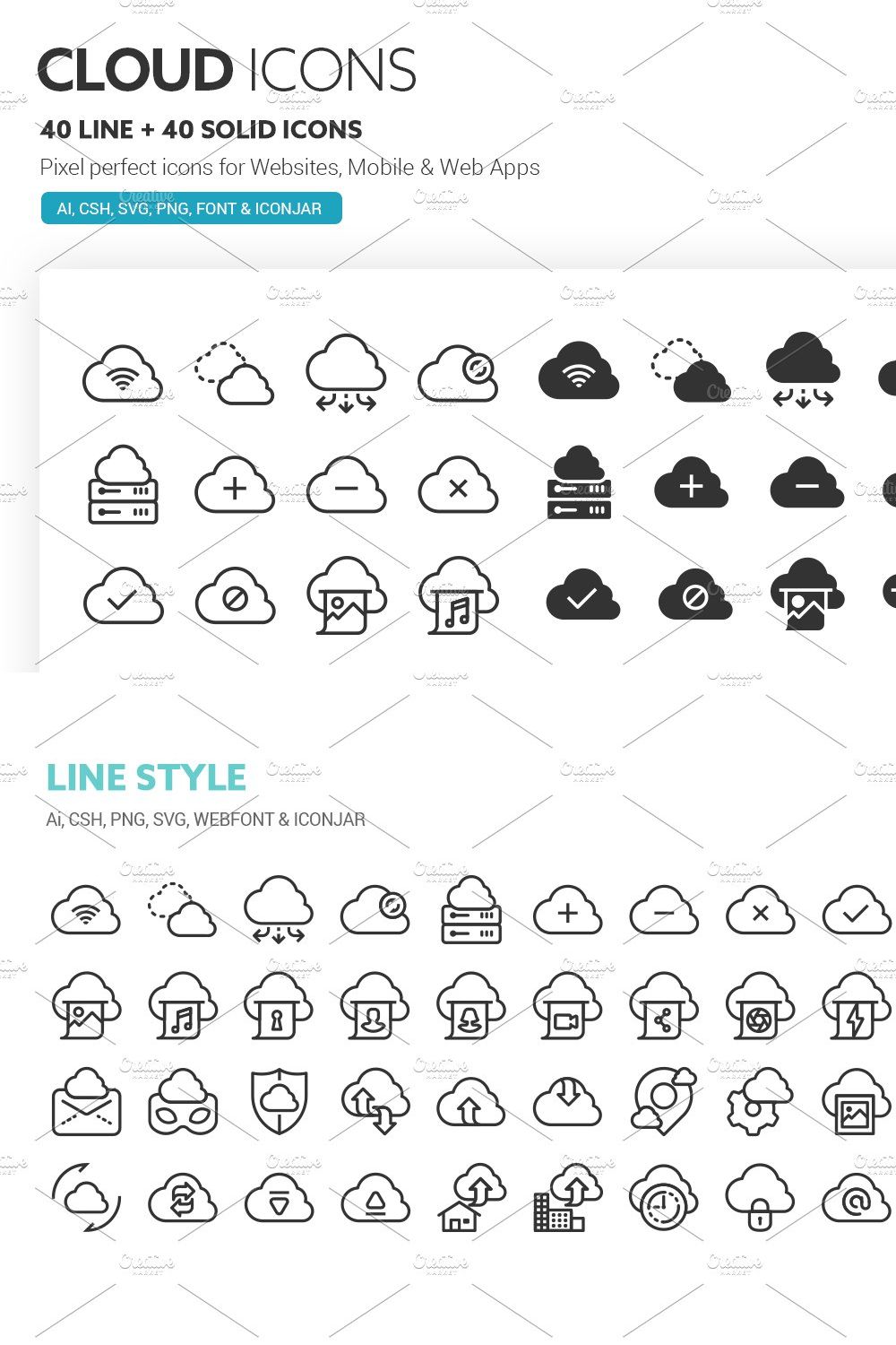 Cloud Icons pinterest preview image.