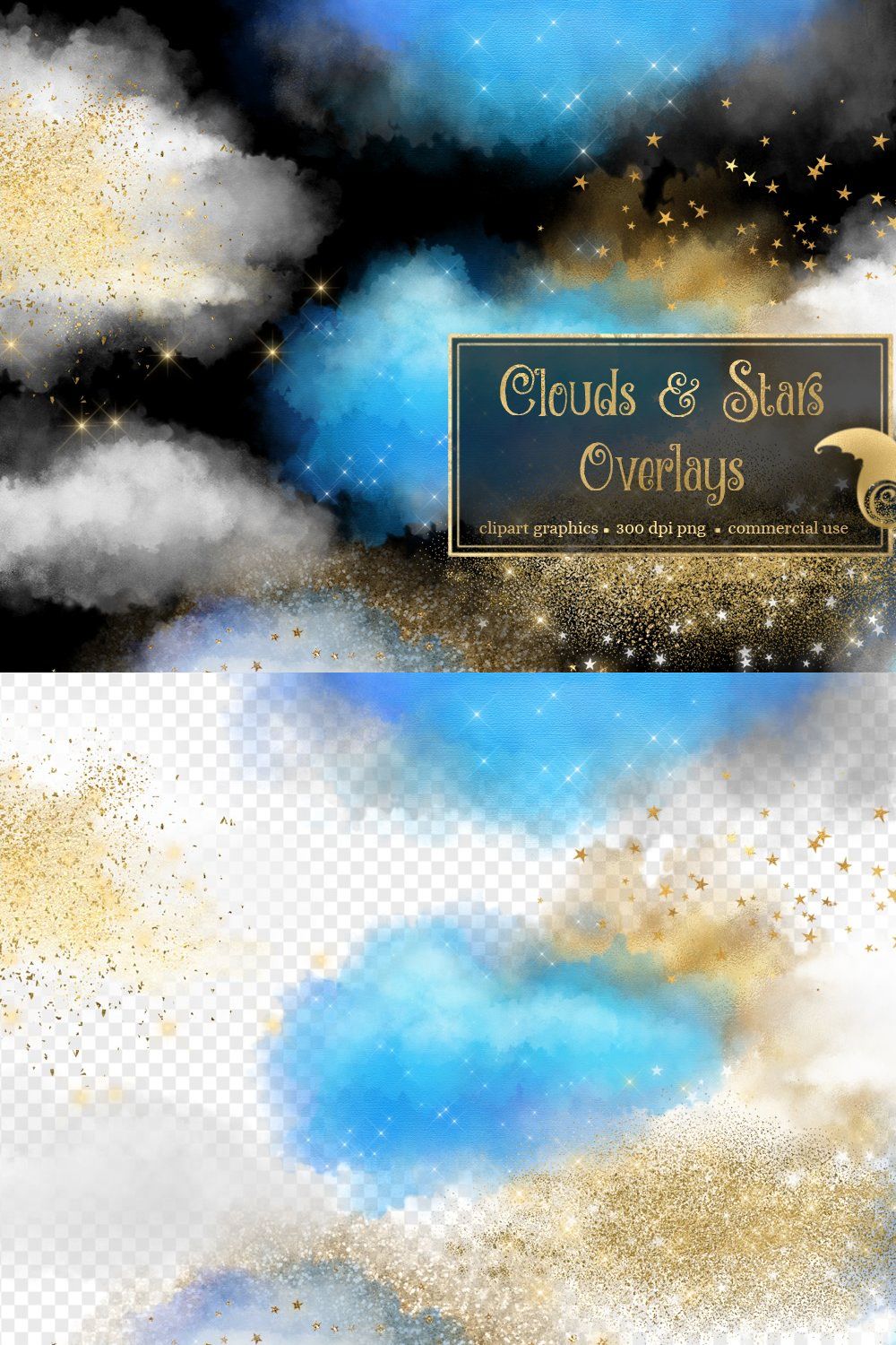 Clouds & Stars Overlays pinterest preview image.