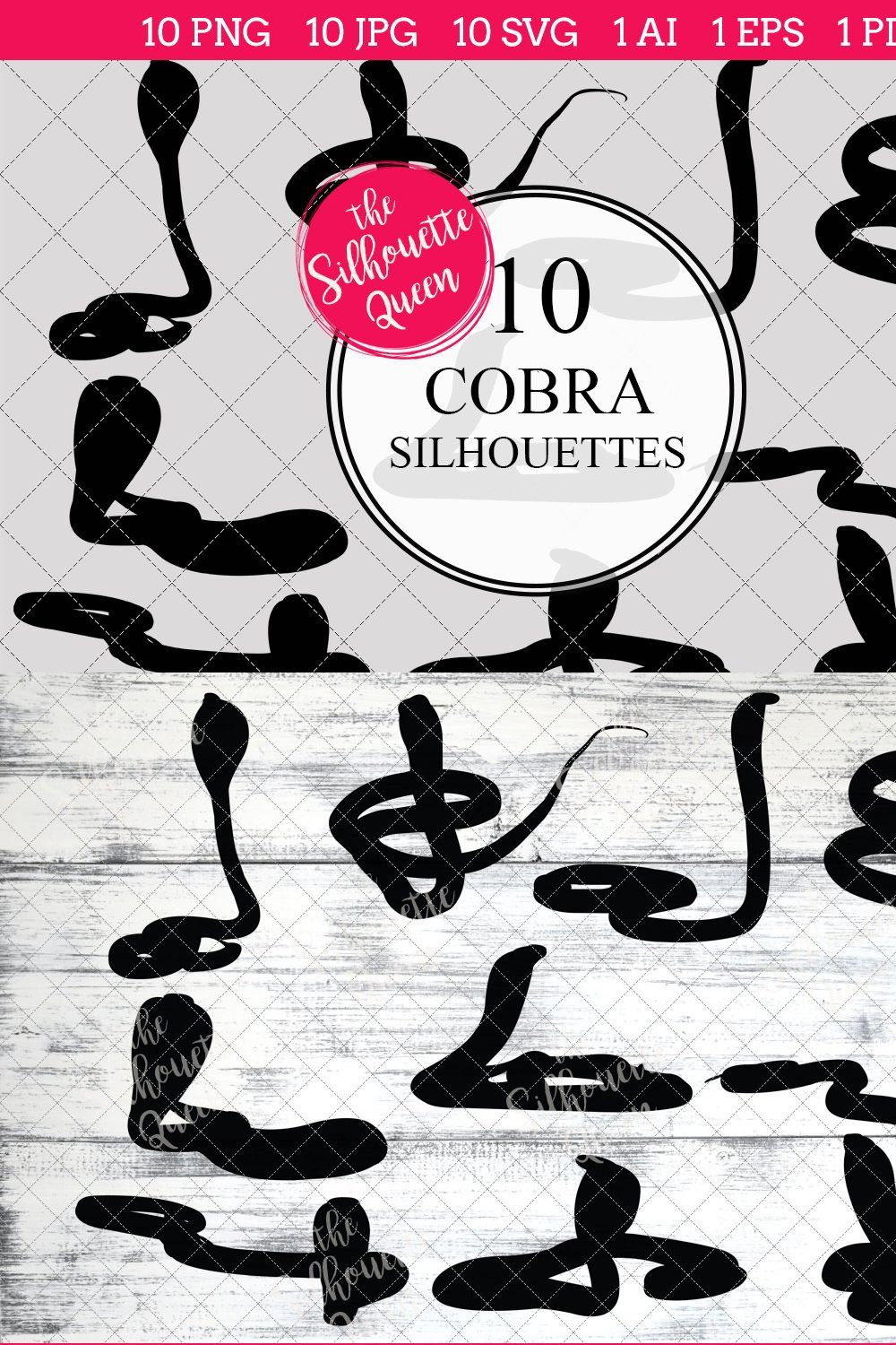 Cobra Snake Silhouette Clipart pinterest preview image.