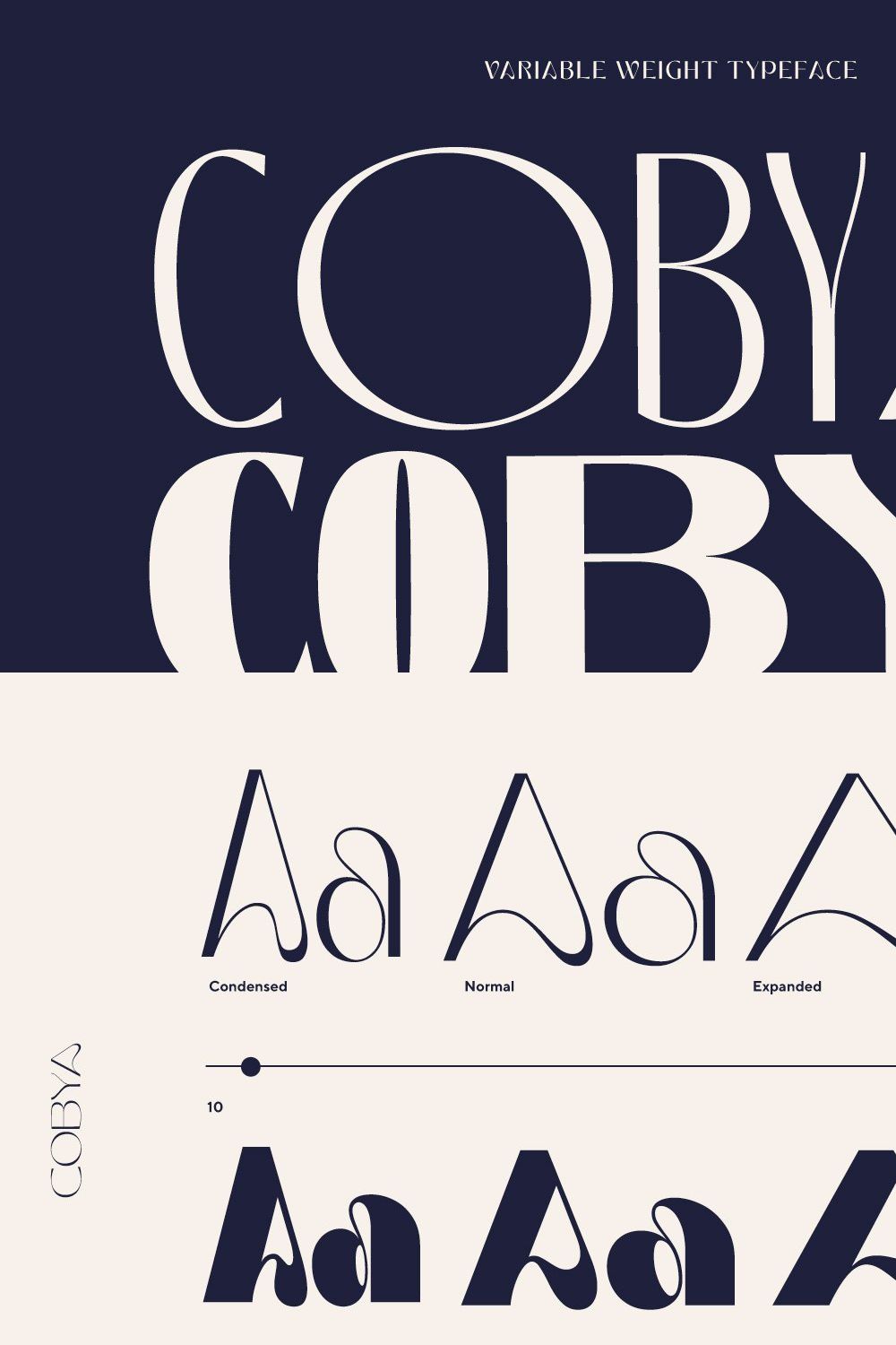 Cobya - Variable Weight Typeface pinterest preview image.