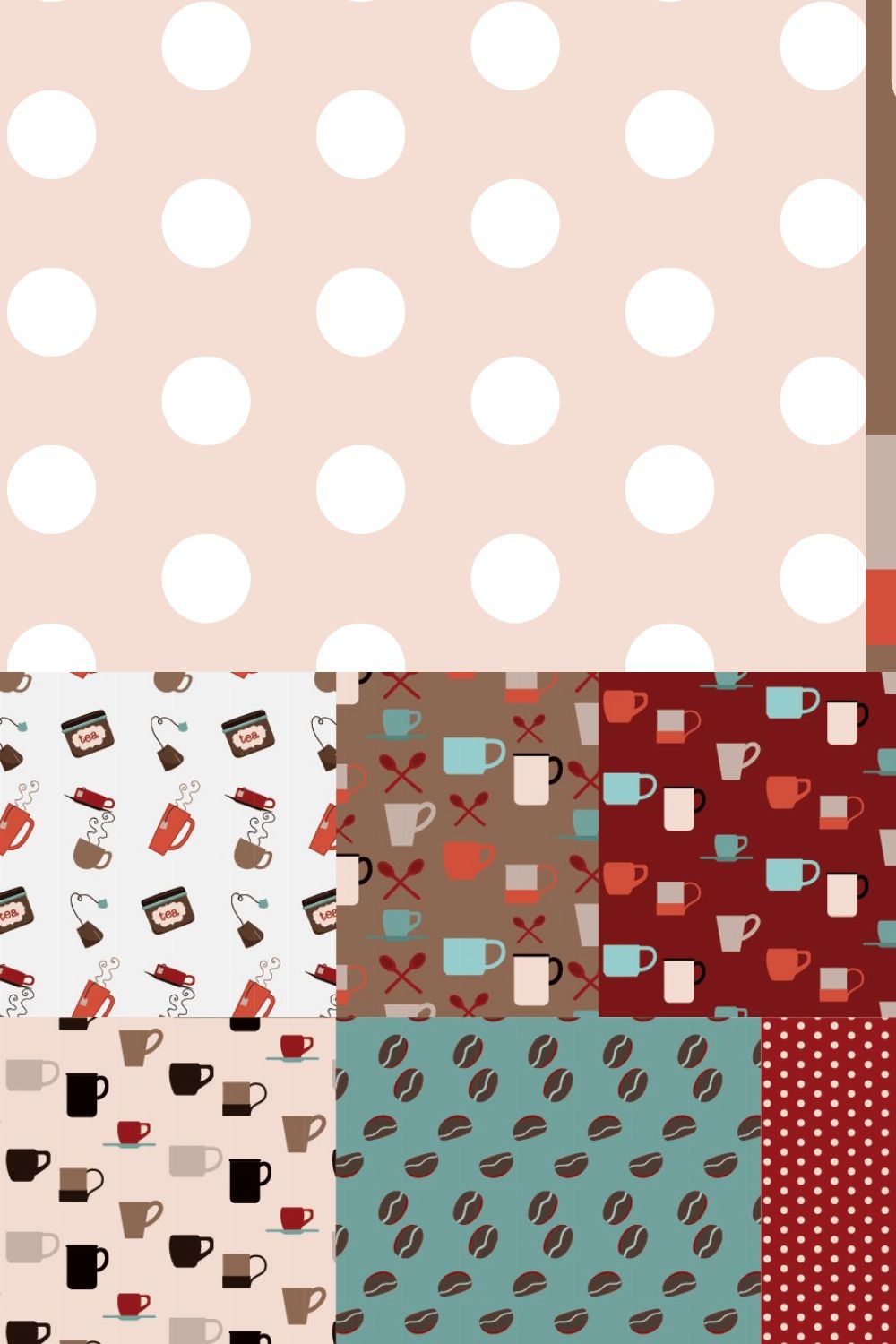 Coffee and Tea Vector Patterns pinterest preview image.