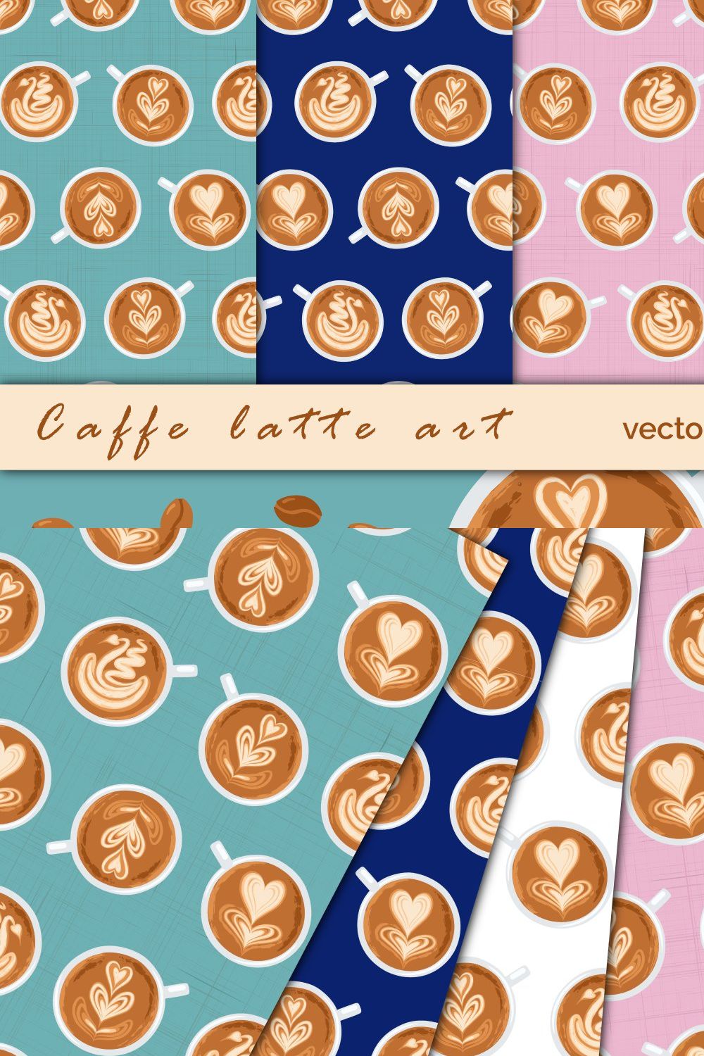 Coffee Art Cups Vector Patterns pinterest preview image.