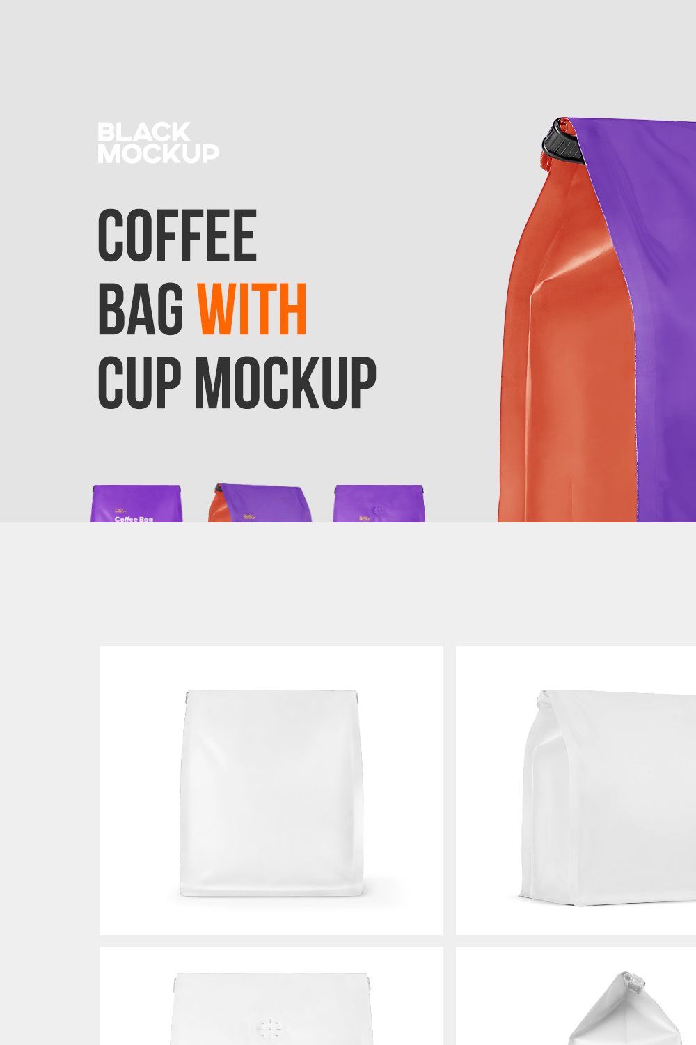 Coffee bag mockup set pinterest preview image.
