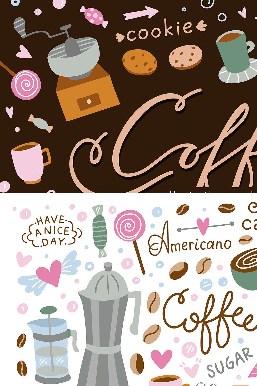 Coffee Illustrations & Patterns pinterest preview image.