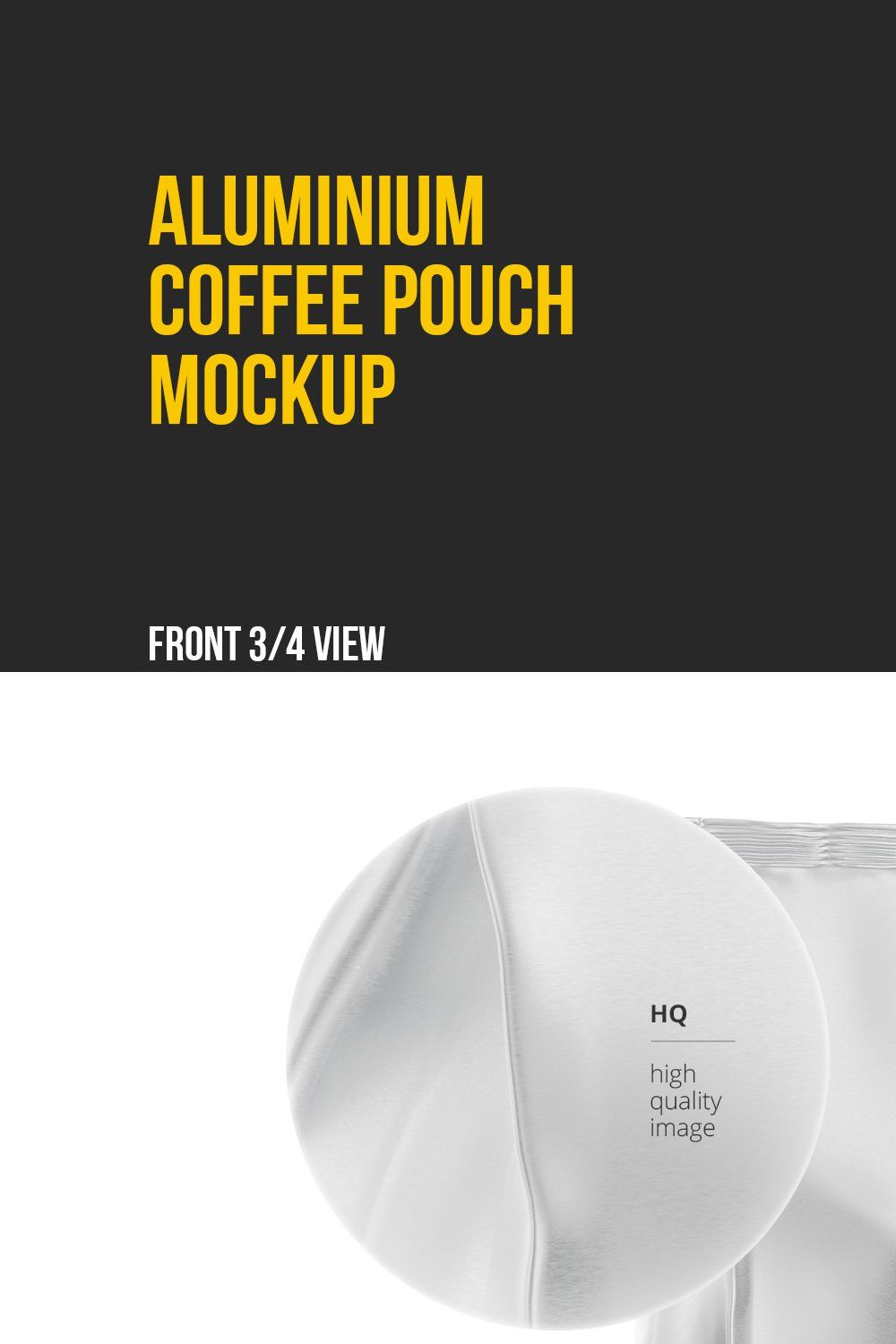Coffee Pouch Mockup Front 3/4 View pinterest preview image.