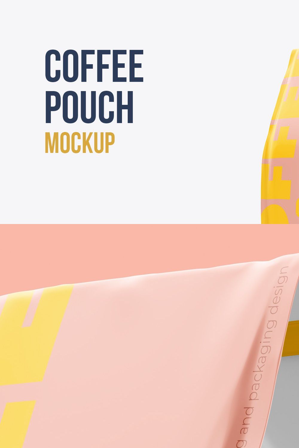 Coffee Pouch Mockup Half-Side view pinterest preview image.